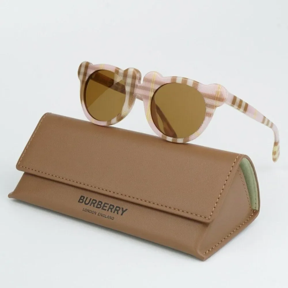 NEW Burberry JB4355 KIDS 397273 Check Pink Bronze  Round Unisex Sunglasses
